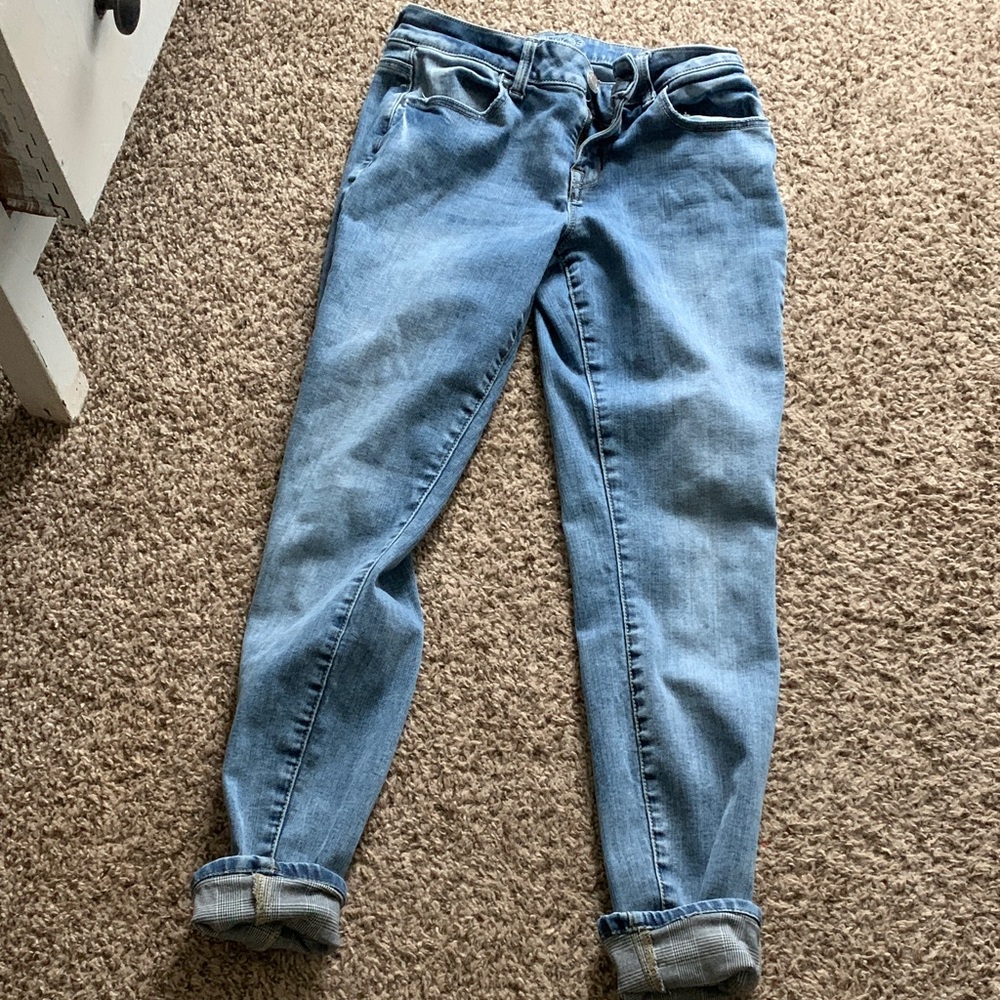 Classic Light Blue Women's Jeans - patterned cuffs at the bottom